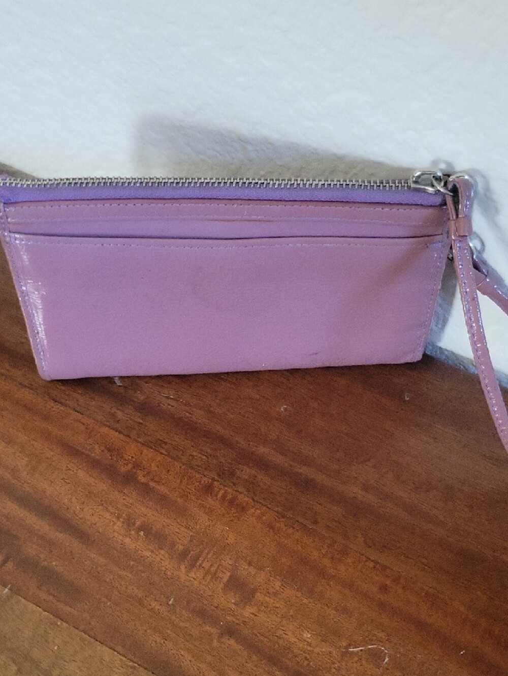 Coach Poppy Lavender Patent Zip Wallet with Silver Logo - Picture 3 of 16